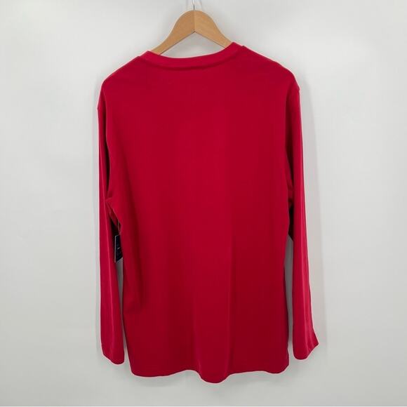 Saddlebred red 100% soft sueded cotton V neck long sleeve tee shirt men's M NEW - Picture 3 of 9